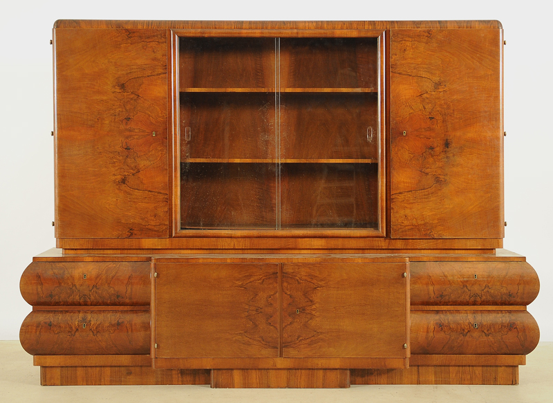 Art Deco Bücherschrank aus Nussbaum 1