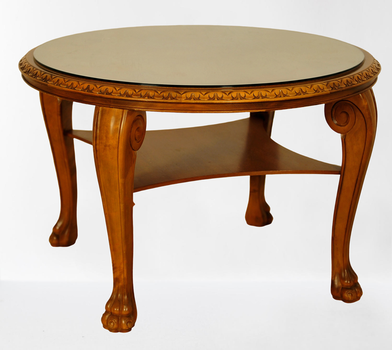 Neorenaissance Beistelltisch mit Glasplatte 01