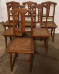 Sechs Stühle Sitzfläche aus Bastgeflecht 1