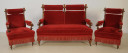Vierteilige Gründerzeit Sitzgruppe mit roten Bezügen 02